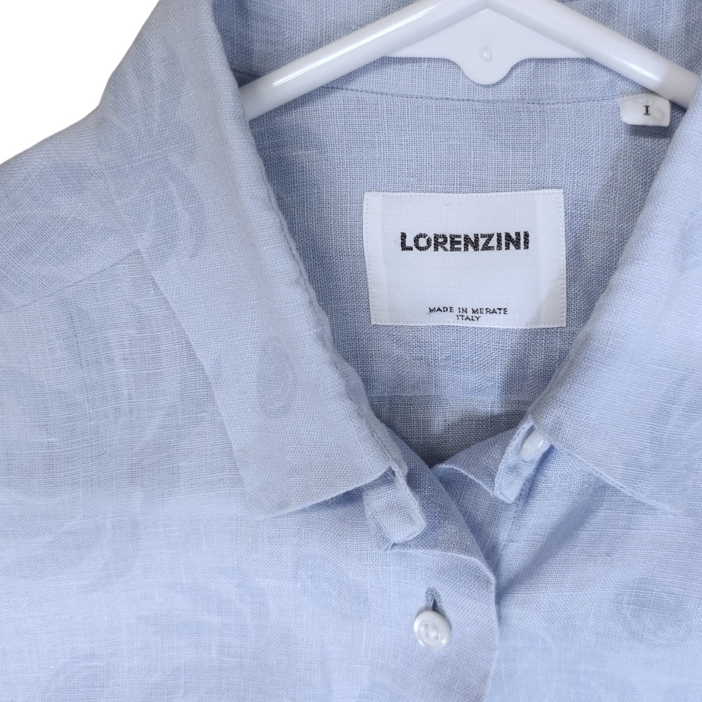 Lorenzini Blue Linen Button Fown Shirt - Picture 6 of 8